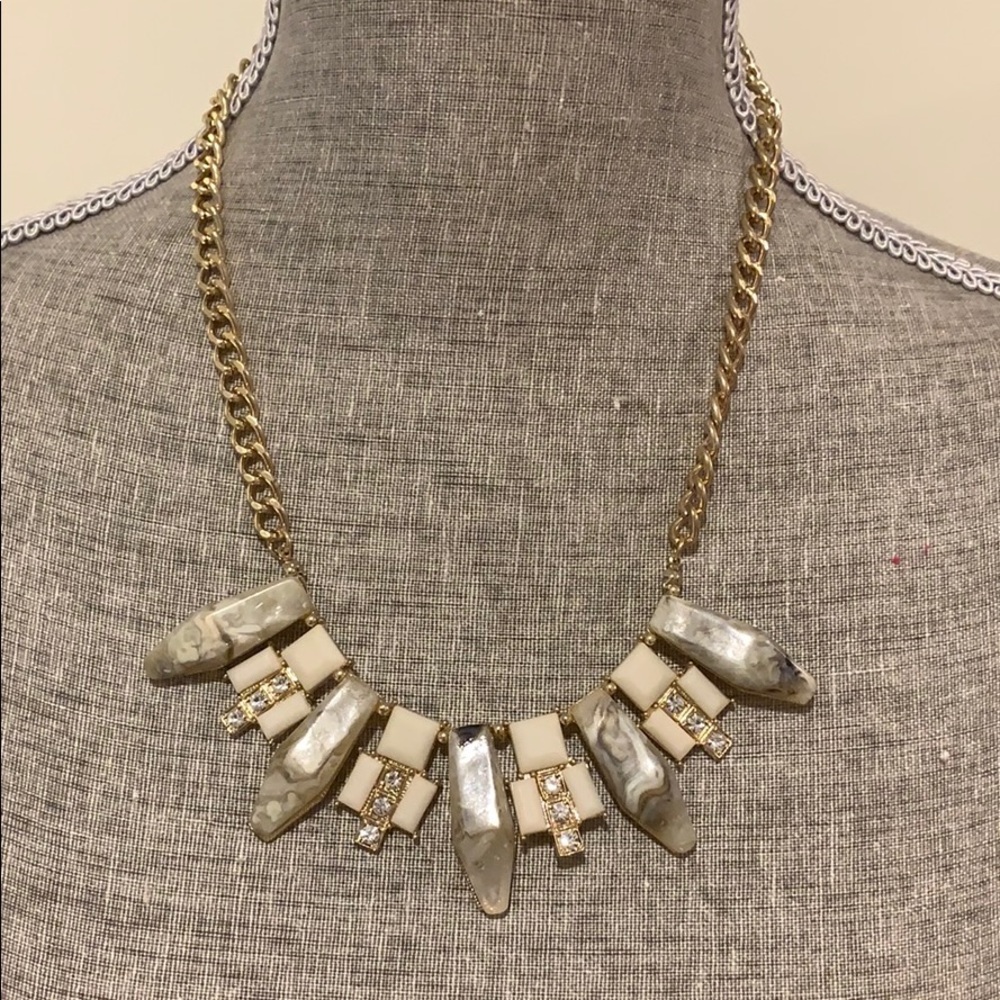 Marble look and rhinestone necklace plus earrings